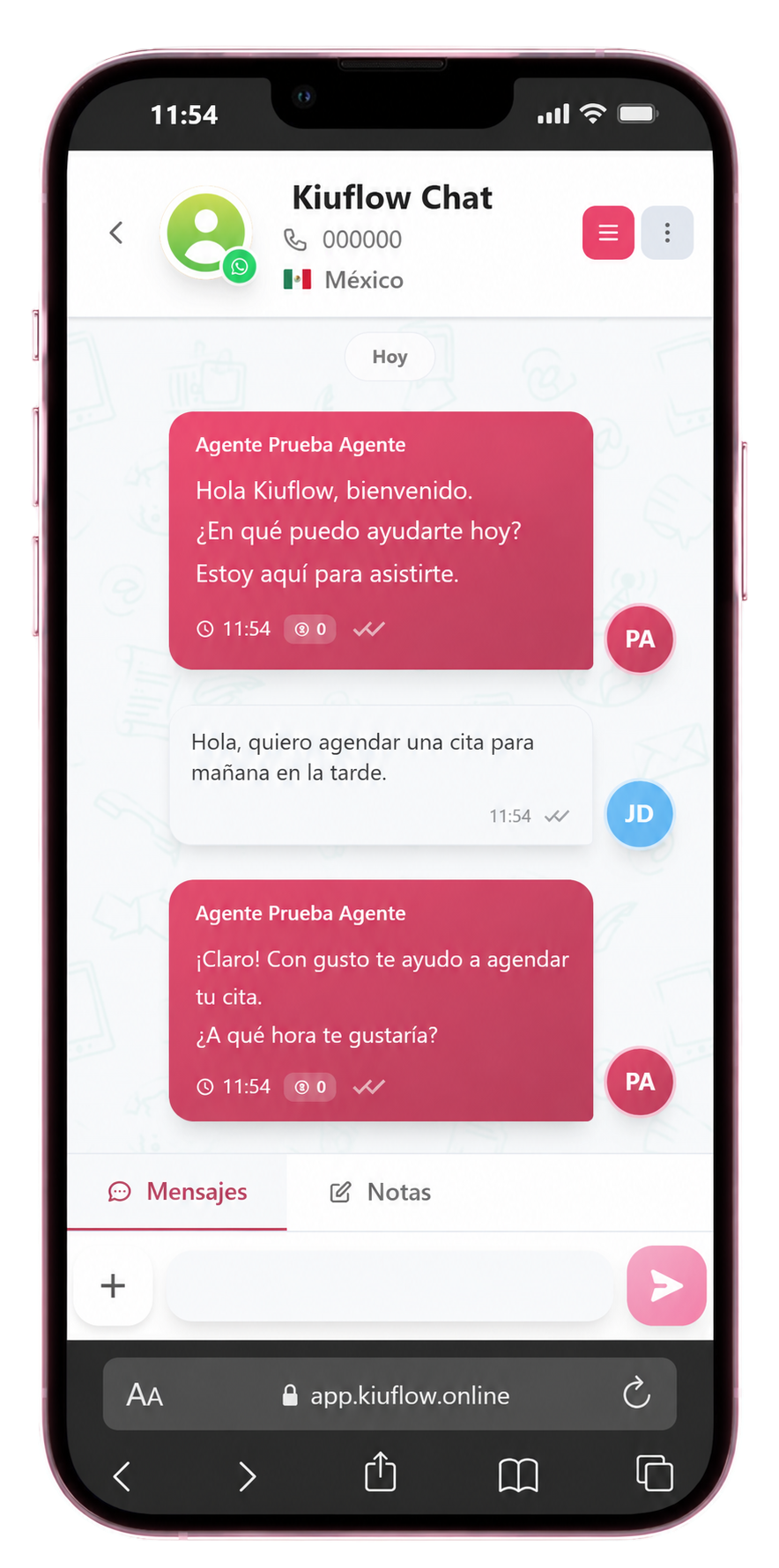 Kiuflow Chat en acción